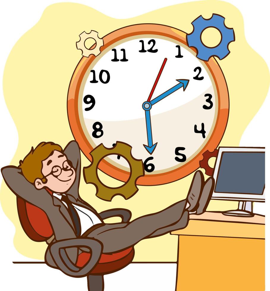 opera e tempo concetto vettore illustrazione.tempo gestione ufficio Scadenza.