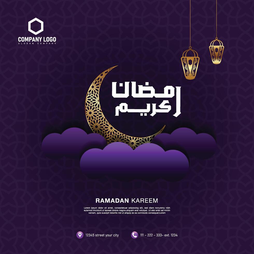 Ramadan kareem nel Arabo calligrafia saluto carta, sociale media inviare vettore