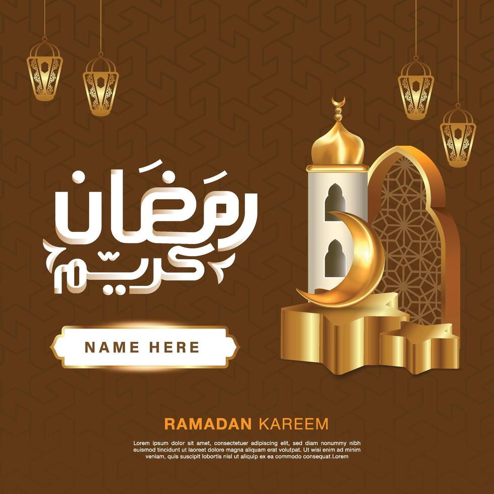 Ramadan kareem nel Arabo calligrafia saluto carta, sociale media inviare vettore