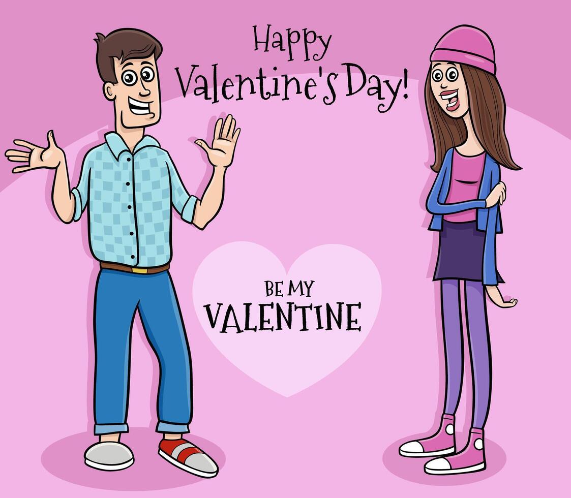 san valentino giorno design con cartone animato giovane coppia vettore