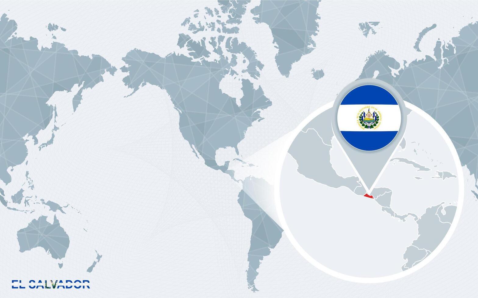 mondo carta geografica centrato su America con ingrandita EL salvatore. vettore