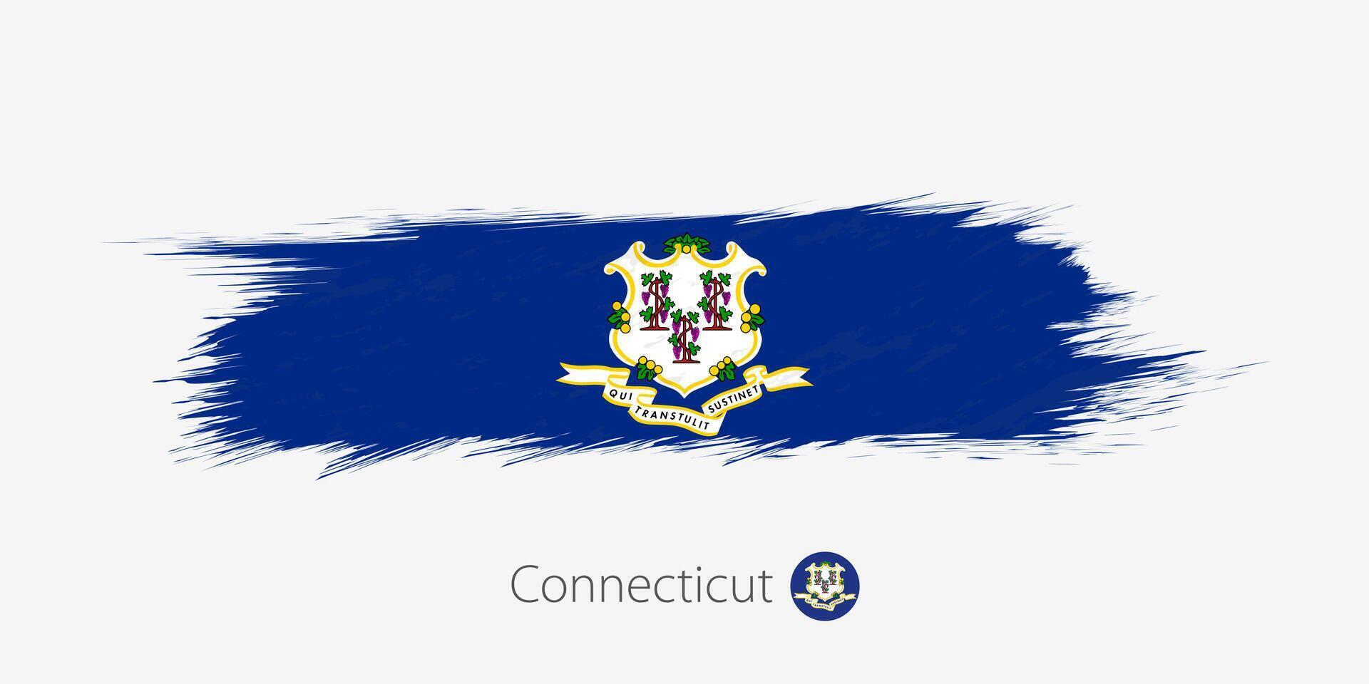 bandiera di Connecticut noi stato, grunge astratto spazzola ictus su grigio sfondo. vettore