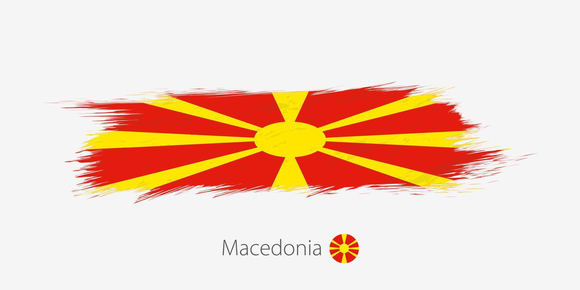 bandiera di macedonia, grunge astratto spazzola ictus su grigio sfondo. vettore