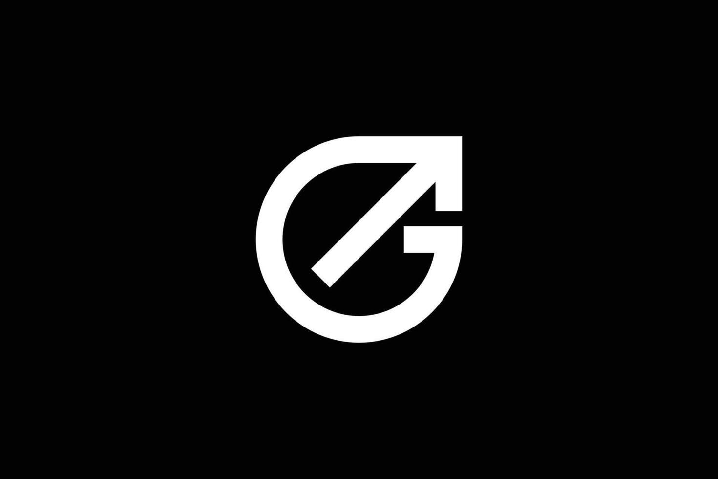 minimo eccezionale creativo di moda professionale lettera g freccia logo design modello su nero sfondo vettore