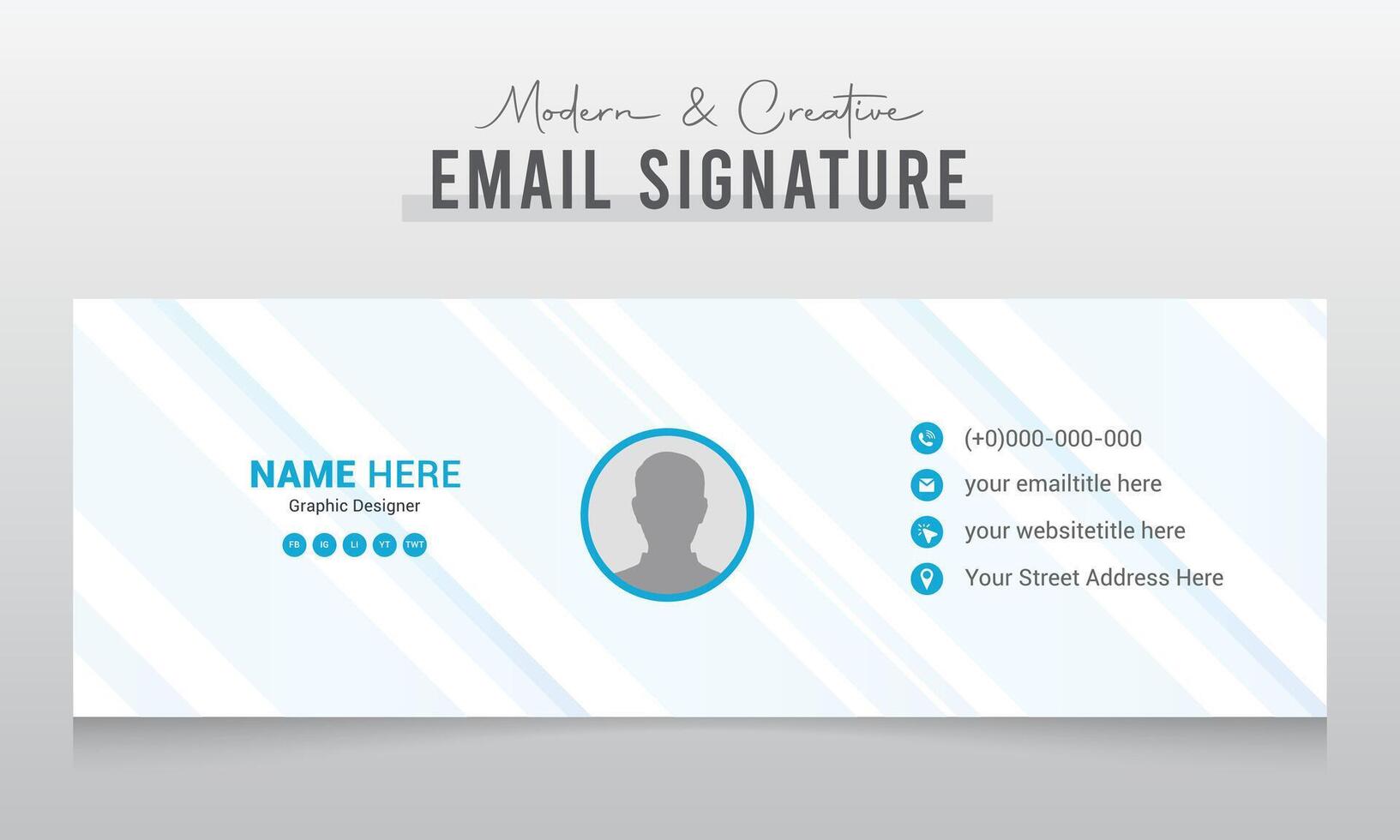 design del modello di firma e-mail aziendale o piè di pagina e-mail e copertina dei social media personali vettore