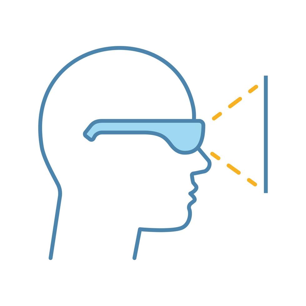 icona del colore della vista laterale del lettore vr. giocatore di realtà virtuale. Occhiali 3D. illustrazione vettoriale isolato