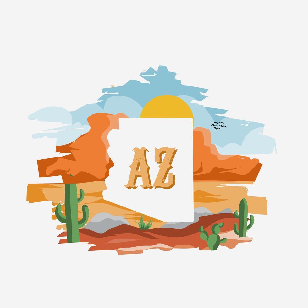 vettore di Arizona stato con deserto scenario Perfetto per Stampa, abbigliamento disegno, eccetera