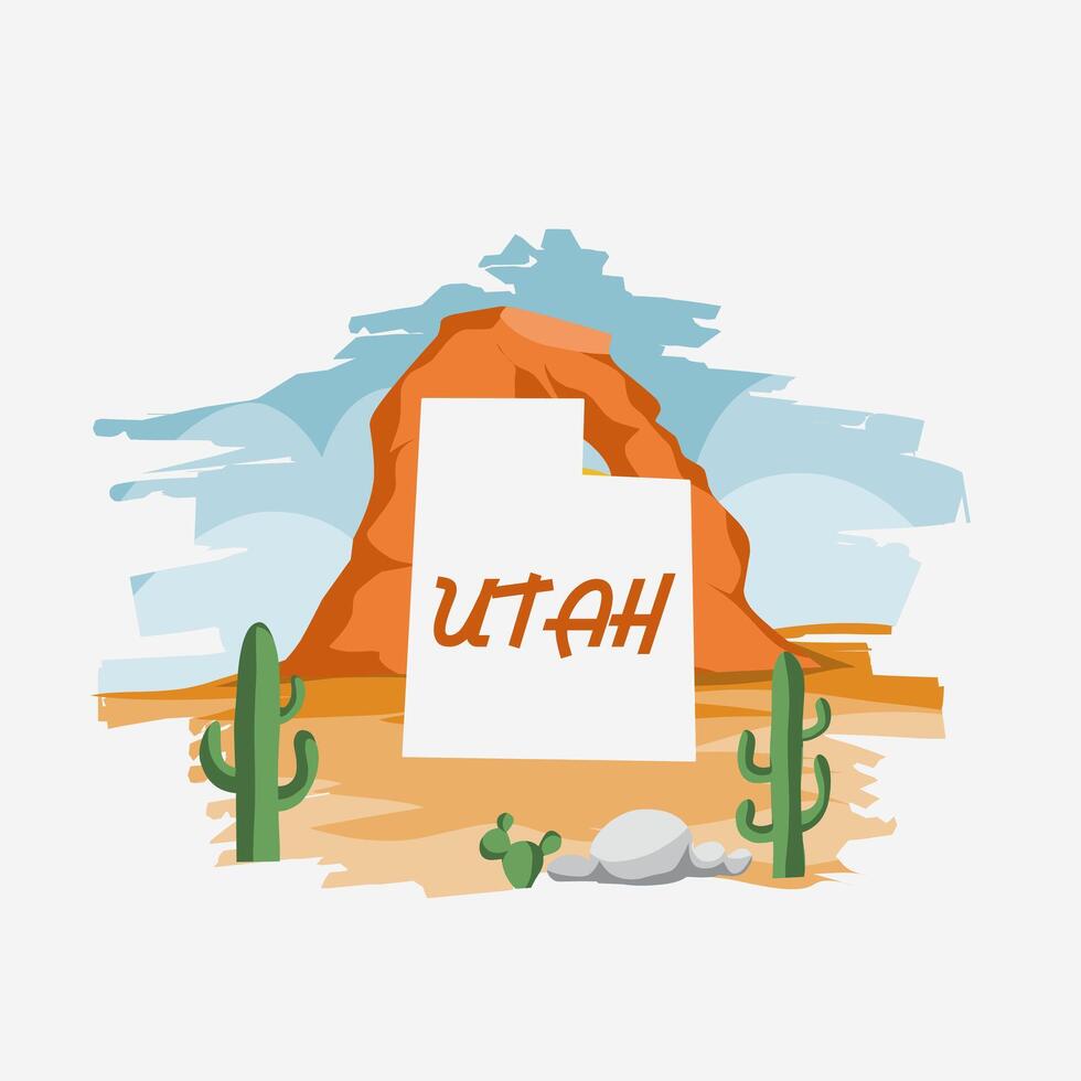 vettore di Utah stato con deserto Visualizza Perfetto per Stampa, abbigliamento, eccetera