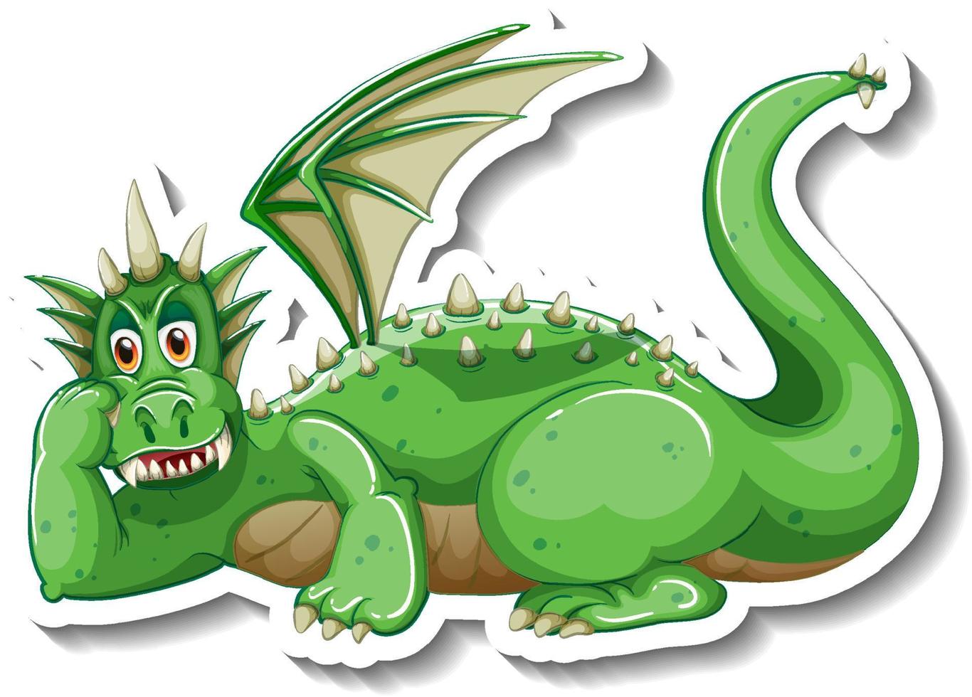 adesivo personaggio dei cartoni animati drago sdraiato vettore