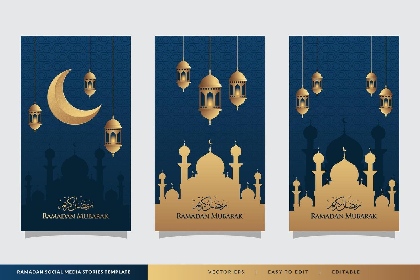 Ramadan storie sociale media messaggi collezione impostato vettore