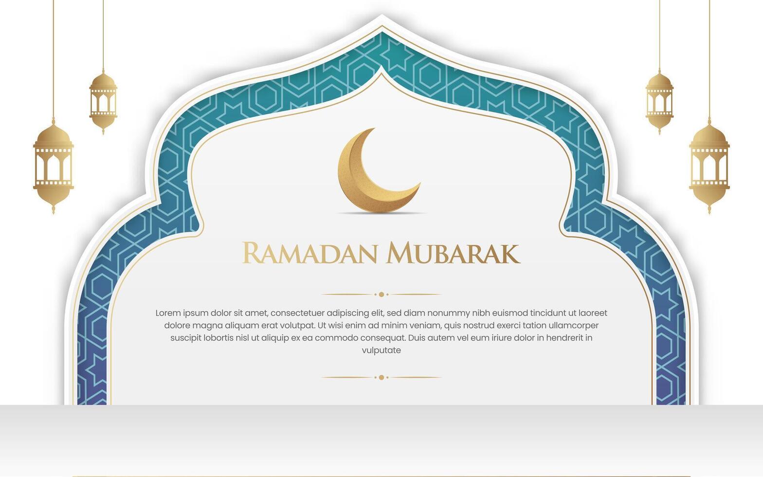 bianca e blu lusso islamico arco Ramadan sfondo con decorativo ornamento modello vettore