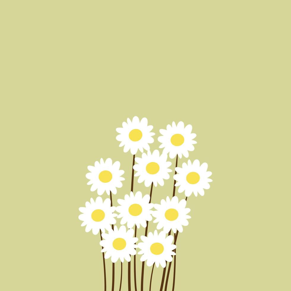 illustrazione di bianca kawaii fiori con carino grafia. carino fiore sfondi, sfondi e carte vettore