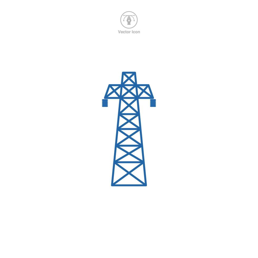 Torre alto voltaggio pilone energia trasmissione icona simbolo vettore illustrazione isolato su bianca sfondo