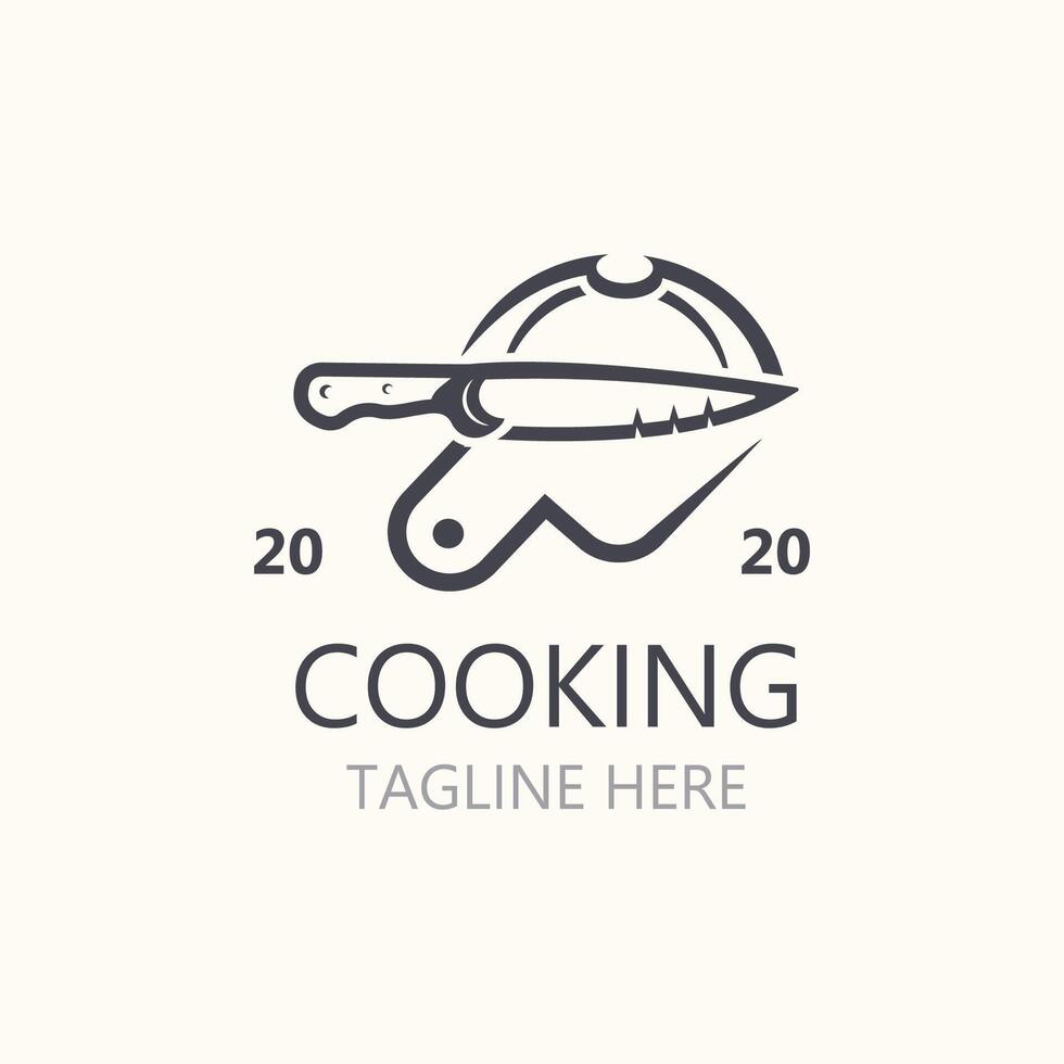 cucinando logo design. icona o simbolo ispirazione semplice linea per ristorante attività commerciale vettore