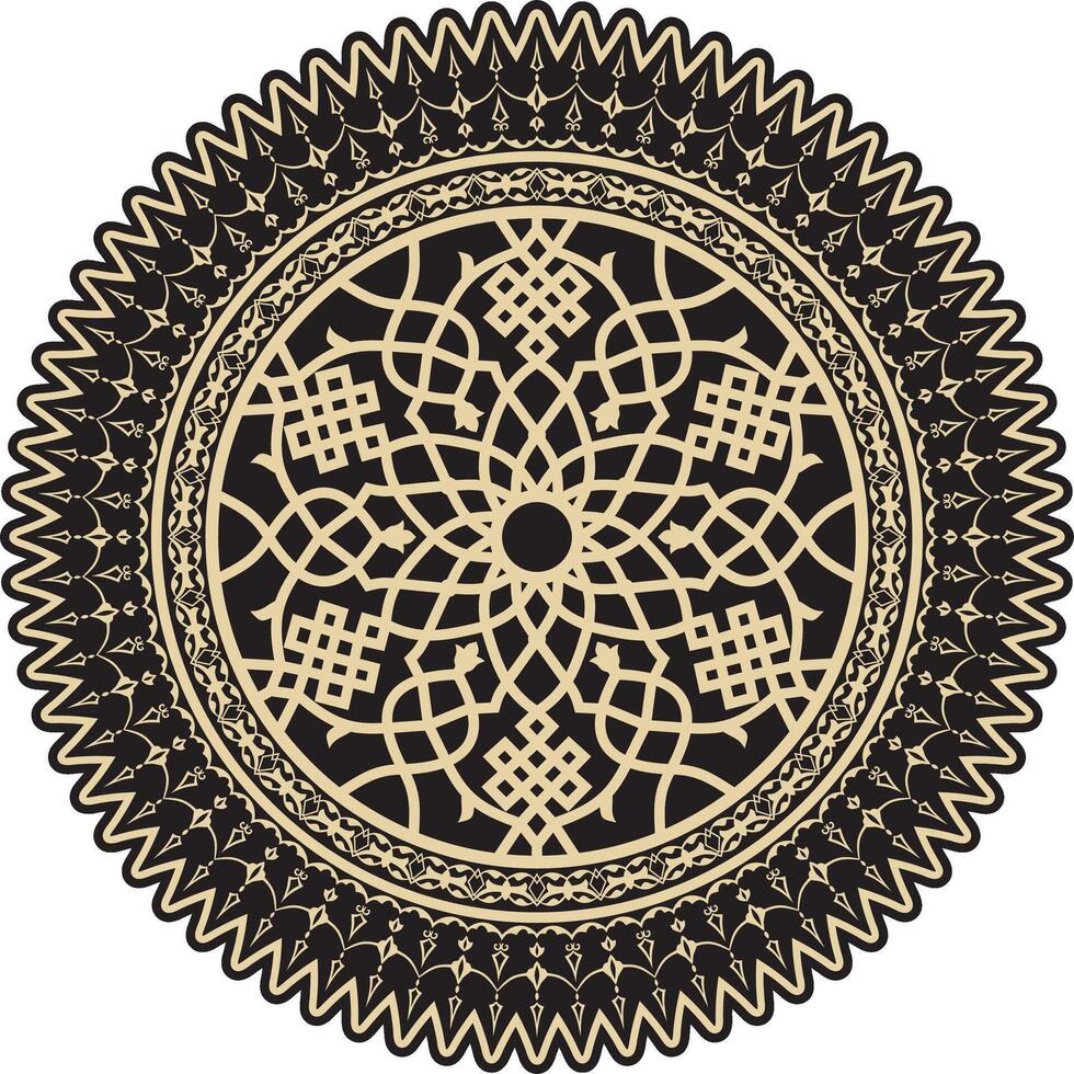 vettore oro e nero il giro Turco ornamento. ottomano cerchio, squillo, telaio