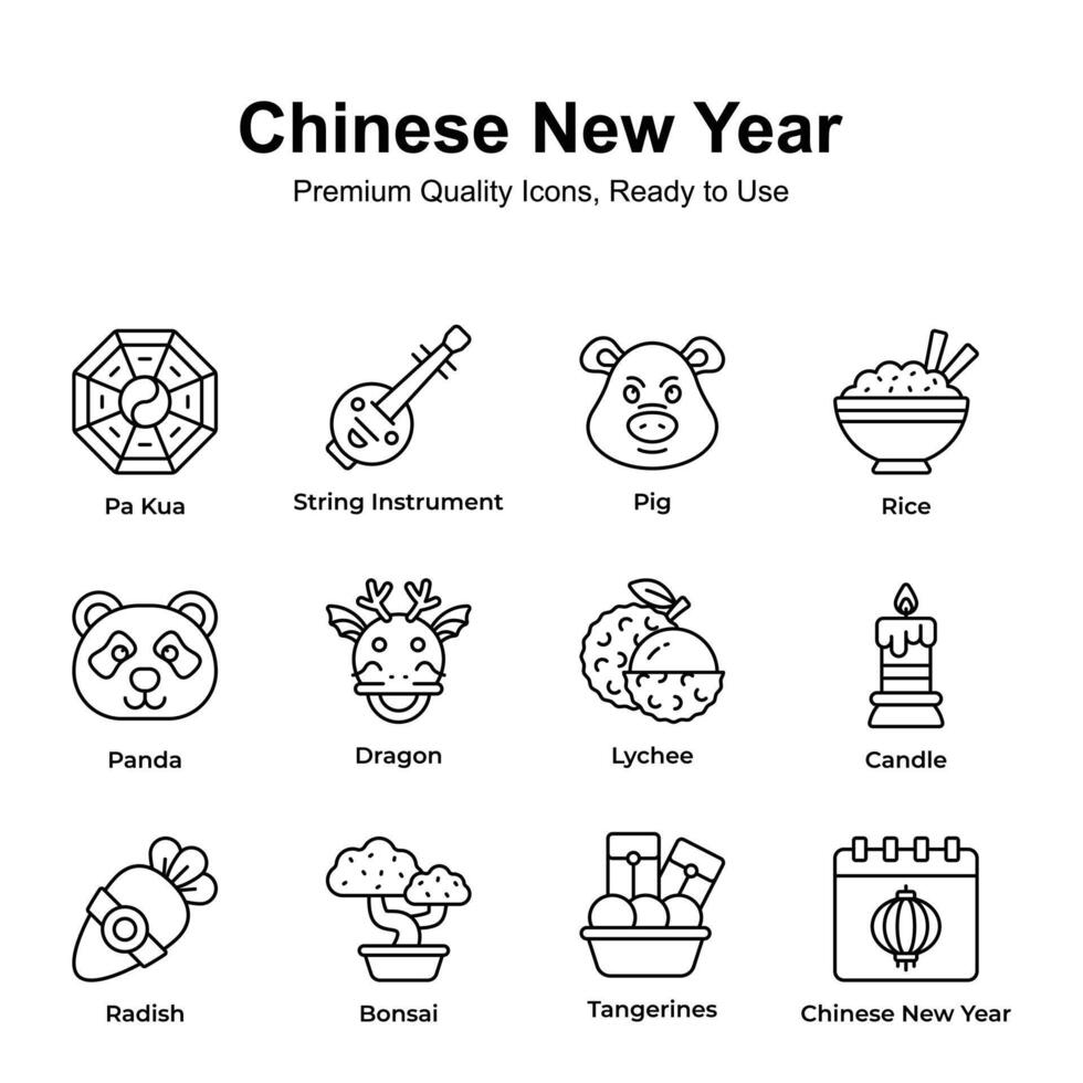 premio qualità Cinese nuovo anno icone impostare, pronto per uso vettori