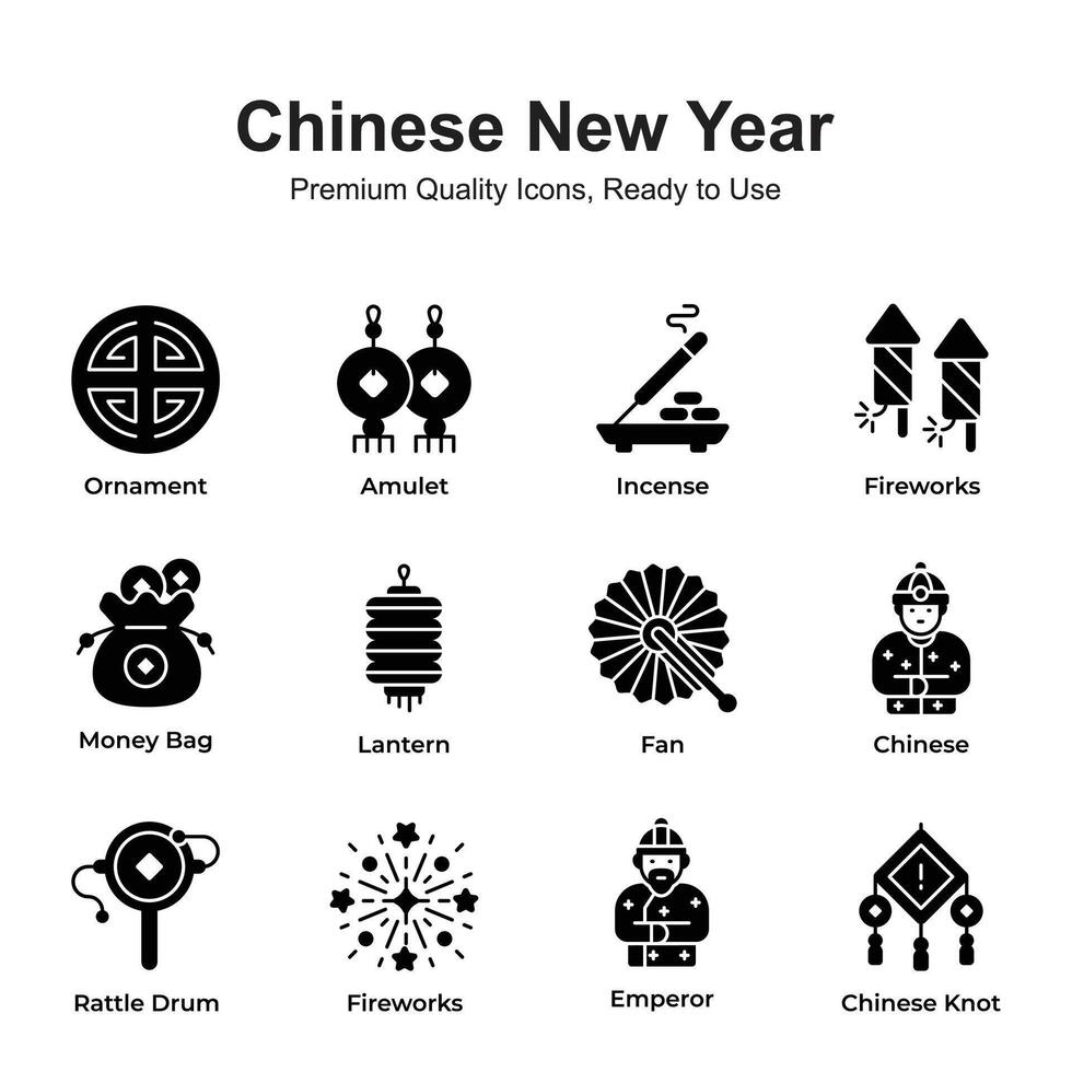 afferrare Questo sorprendente e unico Cinese nuovo anno icona impostare, pronto per uso nel siti web e mobile applicazioni vettore