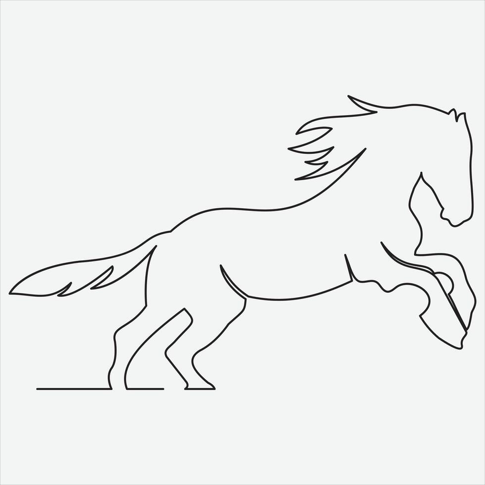 continuo linea mano disegno vettore illustrazione cavallo arte