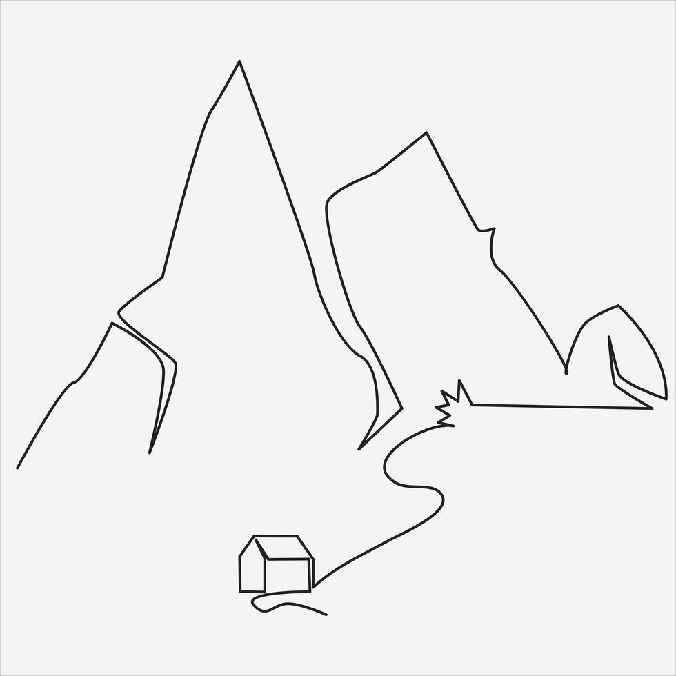 continuo linea mano disegno vettore illustrazione montagna arte