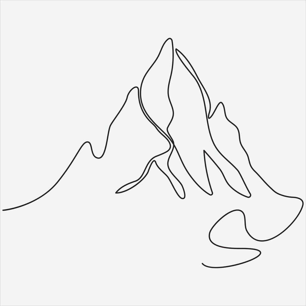 continuo linea mano disegno vettore illustrazione montagna arte