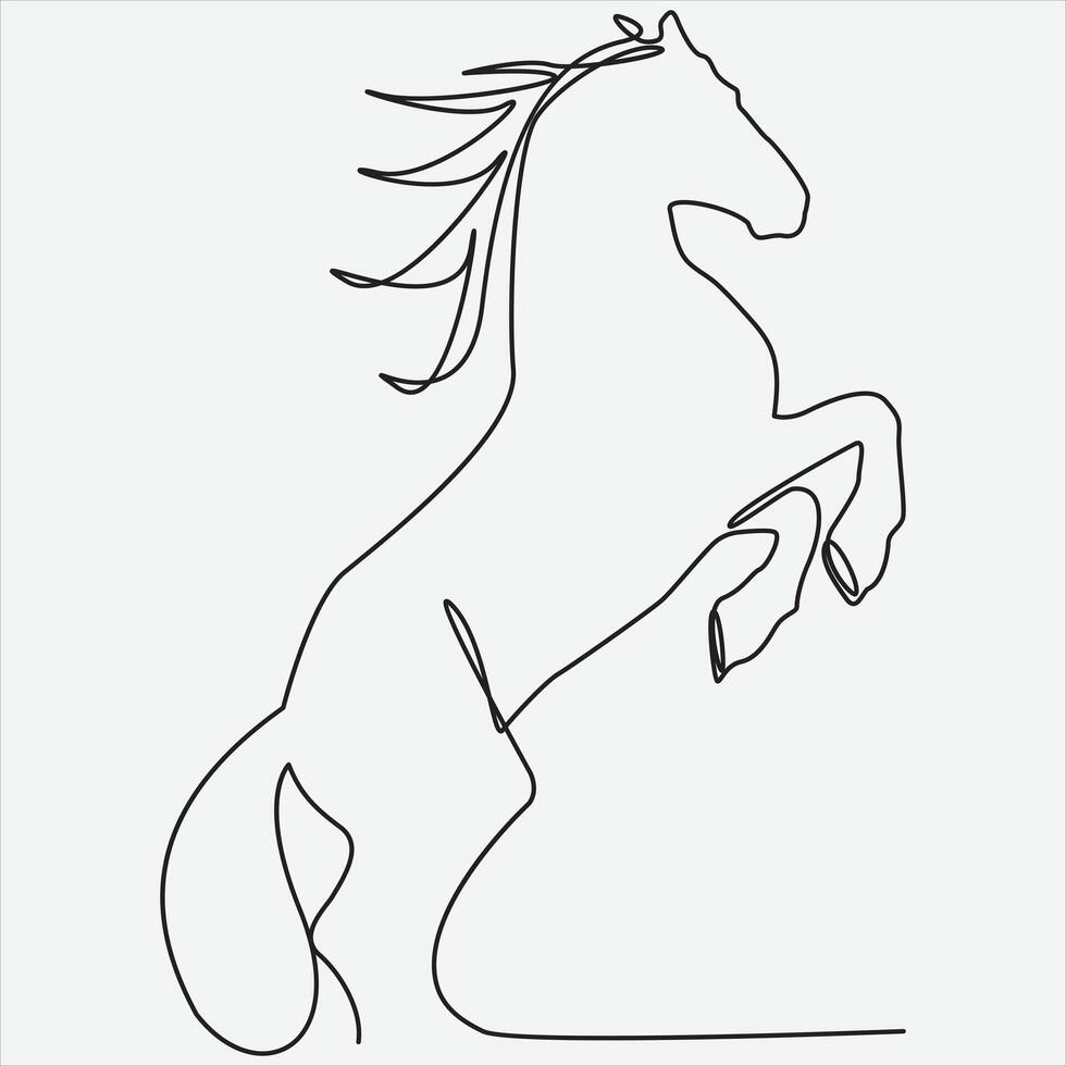 continuo linea mano disegno vettore illustrazione cavallo arte