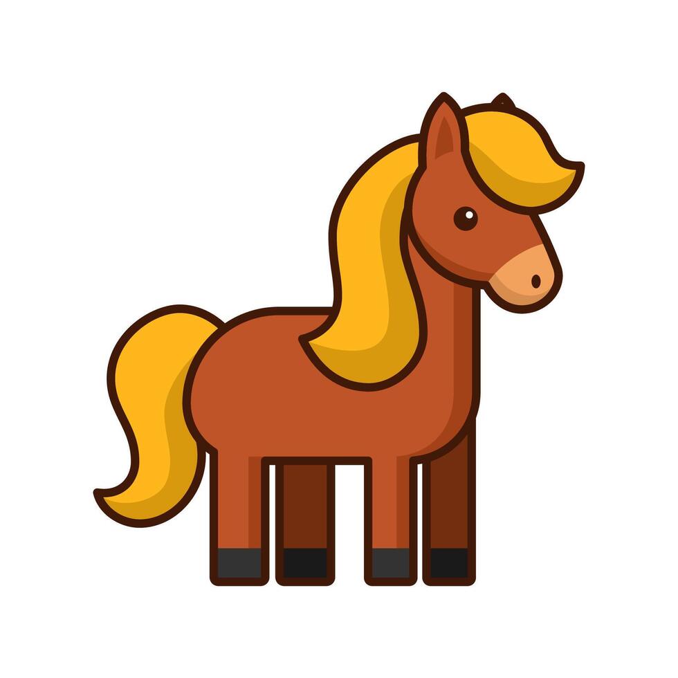 carino Marrone cavallo. pony kawaii icona. cartone animato personaggio isolato su un' bianca sfondo. vettore illustrazione