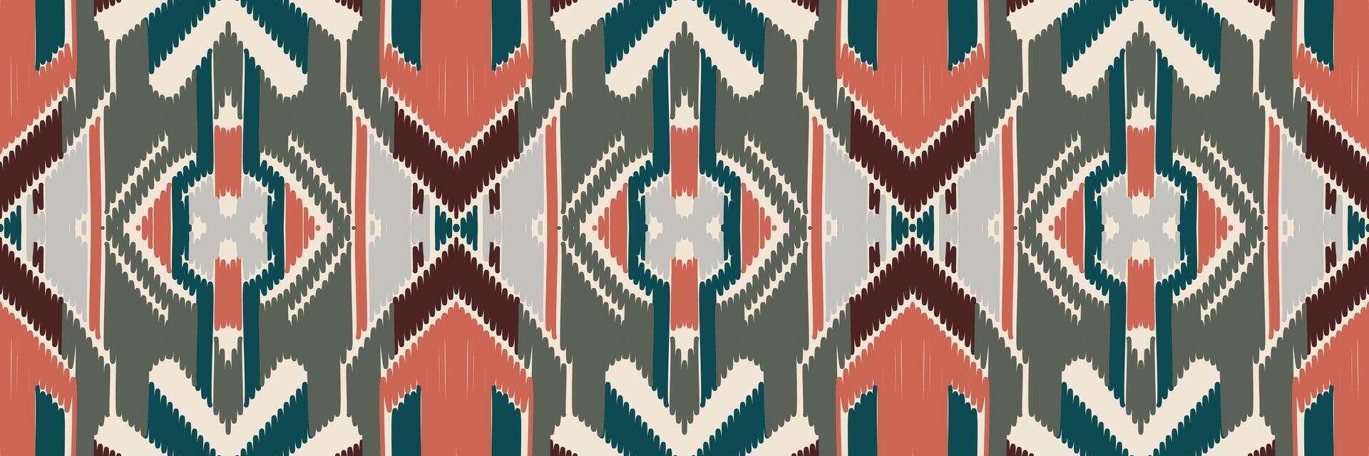 modello etnico ikat senza cuciture in tribale. design per sfondo, carta da parati, illustrazione vettoriale, tessuto, abbigliamento, moquette, tessuto, batik, ricamo. vettore