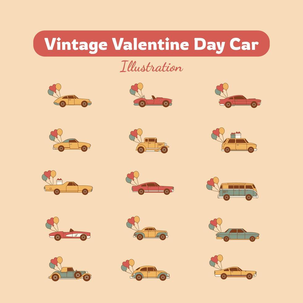 Vintage ▾ San Valentino giorno auto illustrazione vettore