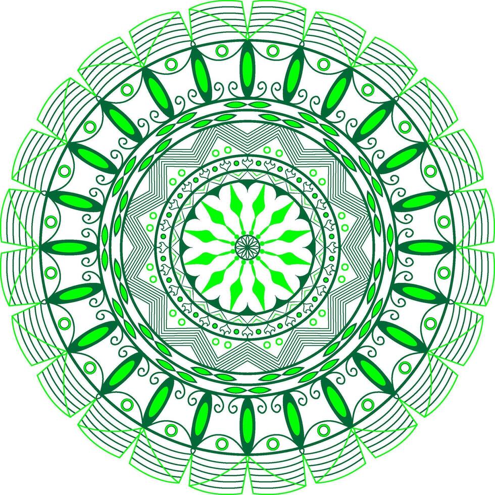 un' circolare verde e bianca mandala design con un' circolare modello vettore