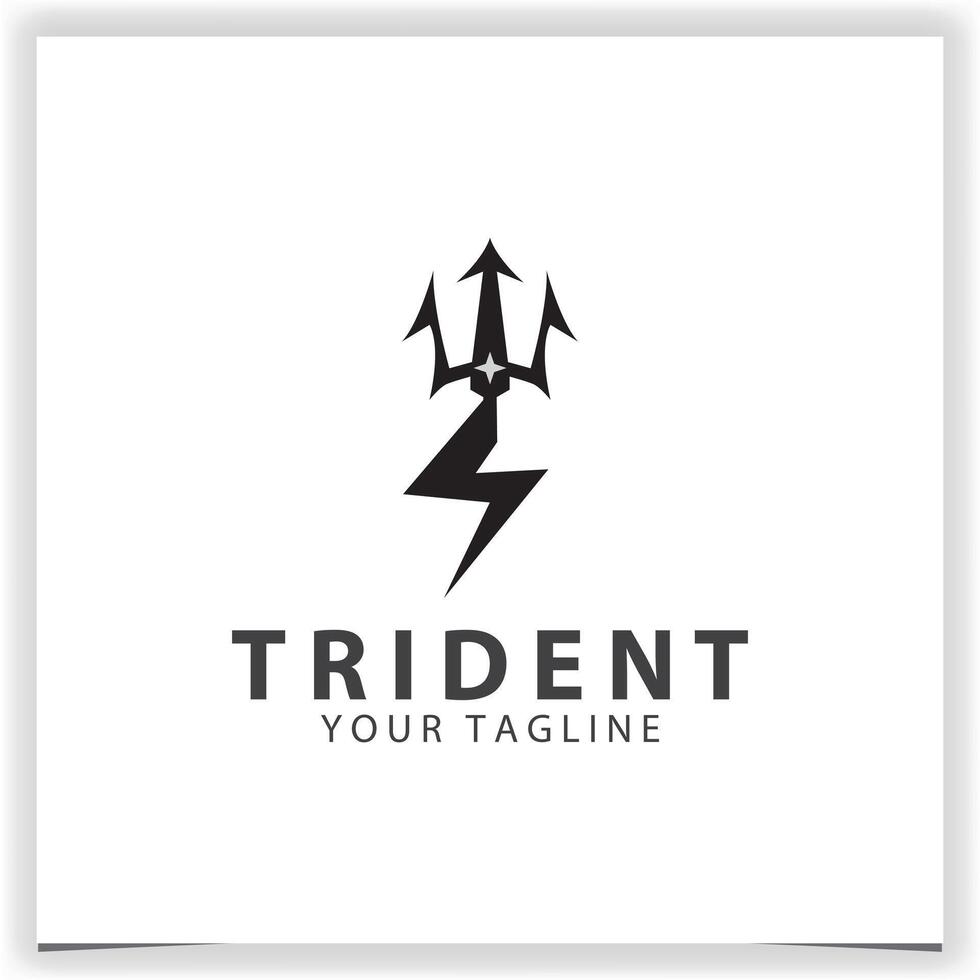 tridente logo design modello con elettricità energia piatto vettore design