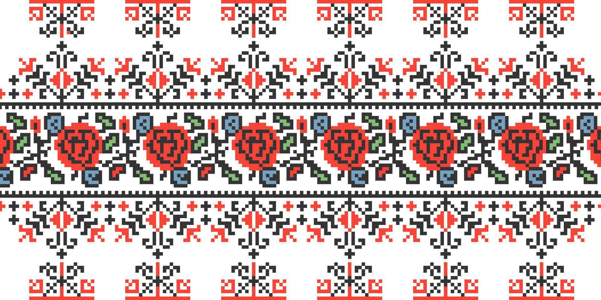 ucraino ornamento su un' bianca sfondo, pixel arte vettore