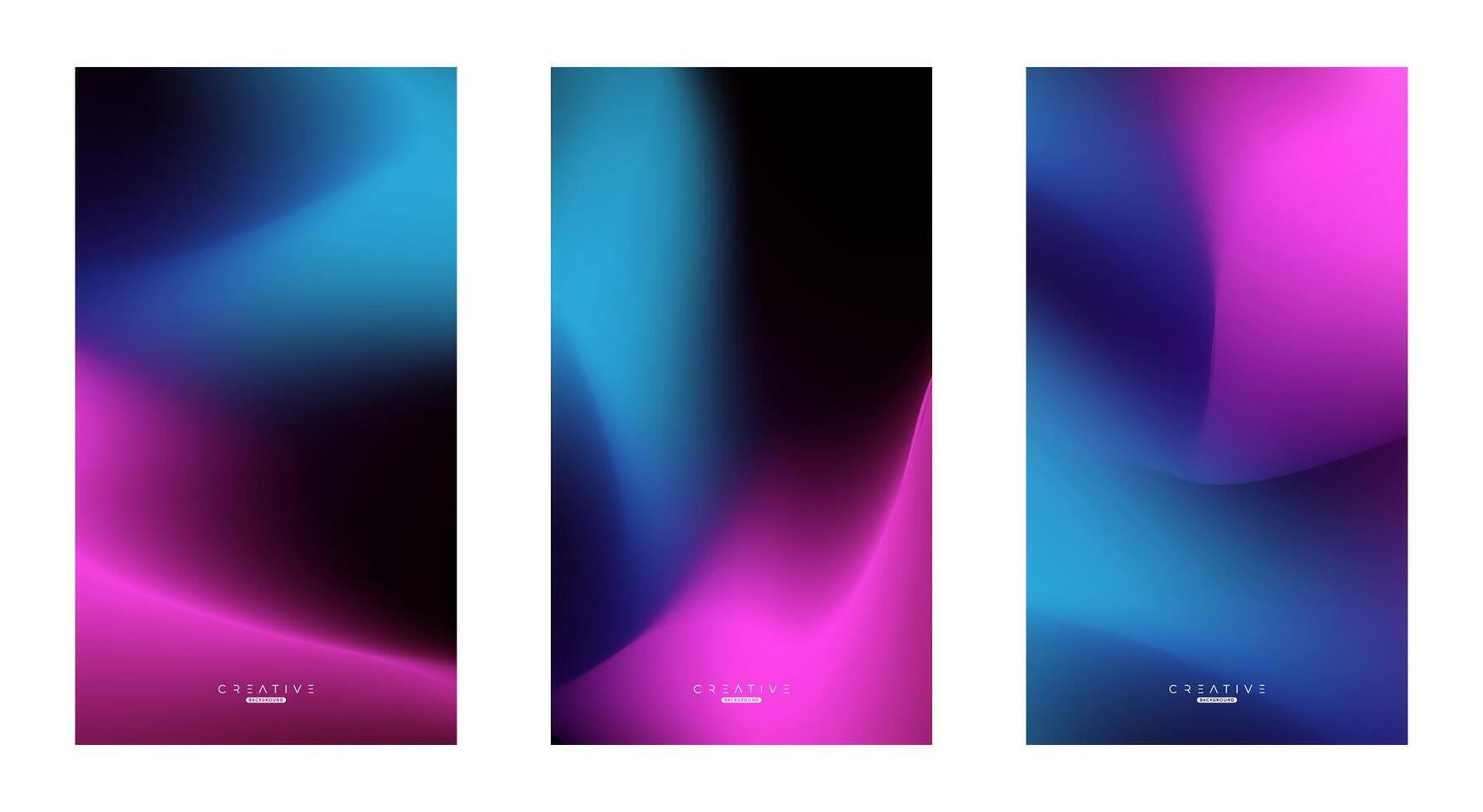 impostato di astratto liquido pendenza verticale sfondo. Nero, blu, e rosa fluido colore pendenza. design modello per Annunci, striscione, manifesto, coperchio, opuscolo, sfondo, e volantino. vettore. vettore