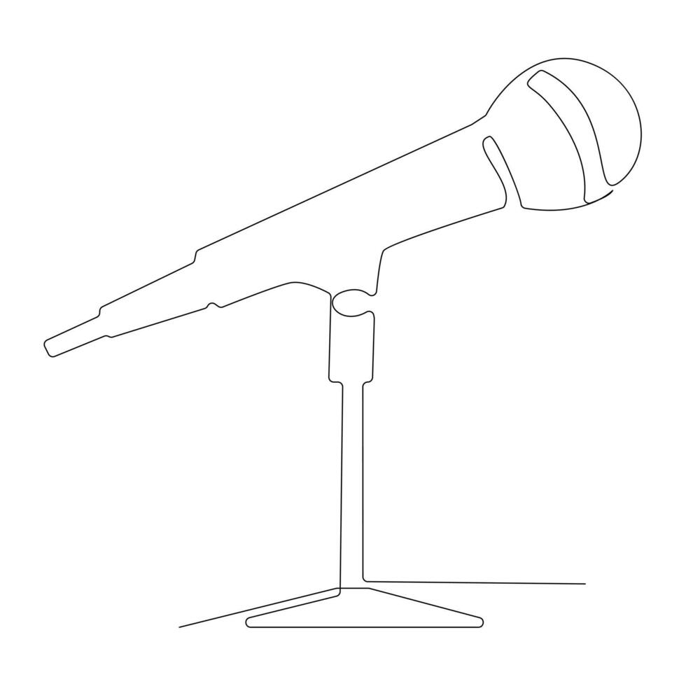 continuo singolo linea microfono mic suono uno linea arte disegno e illustrazione vettore design