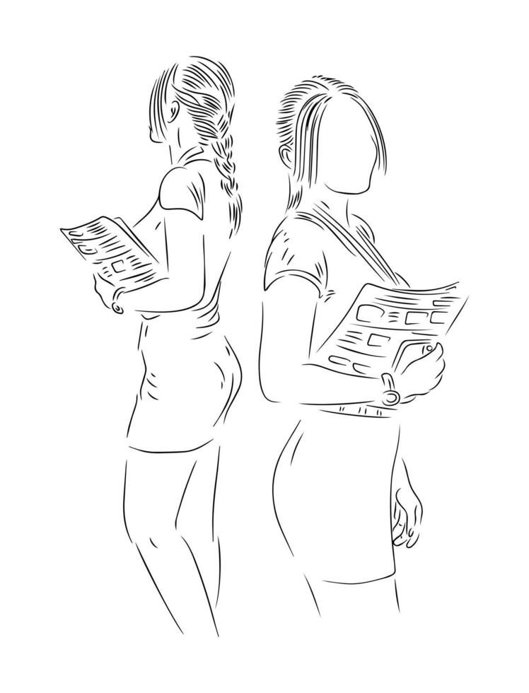 linea arte illustrazione di donna Tenere papper promozione vettore