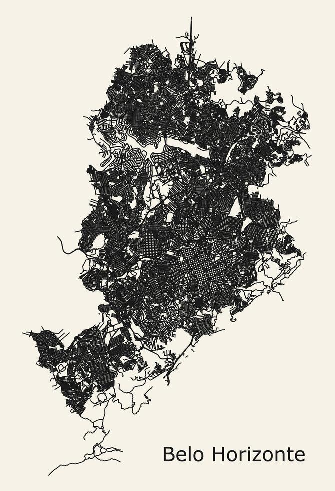 città strada carta geografica di belo orizzonte, stato di mine Gerais, brasile vettore