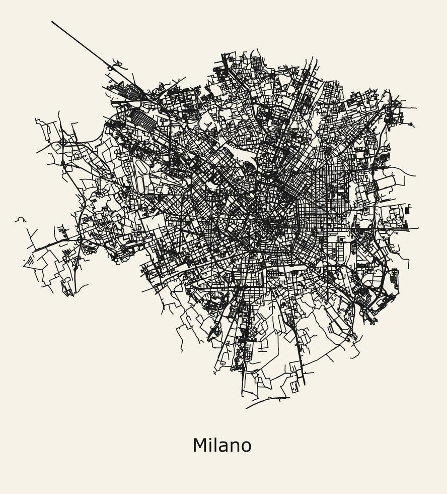 città strada carta geografica di Milano, metropolitano città di Milano, Italia vettore