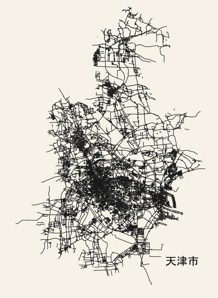 città strada carta geografica di tianjin, Cina vettore