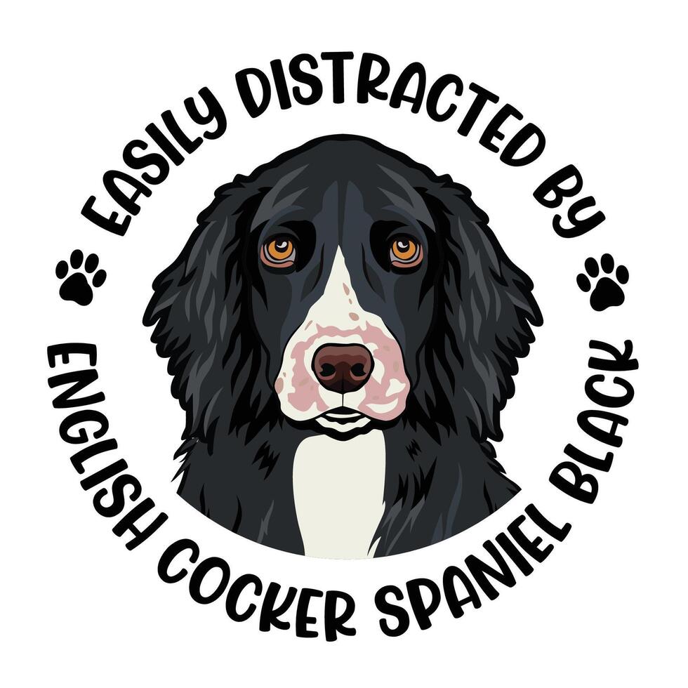facilmente distratto di inglese cocker spaniel nero cane tipografia maglietta design professionista vettore