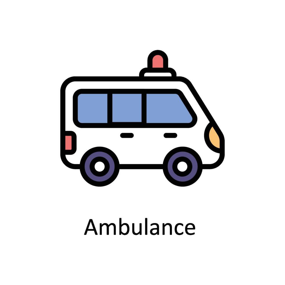 ambulanza vettore pieno schema icona stile illustrazione. eps 10 file