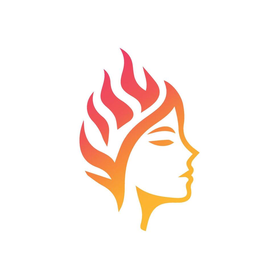 donna su fuoco vettore illustrazione logo, maglietta uso