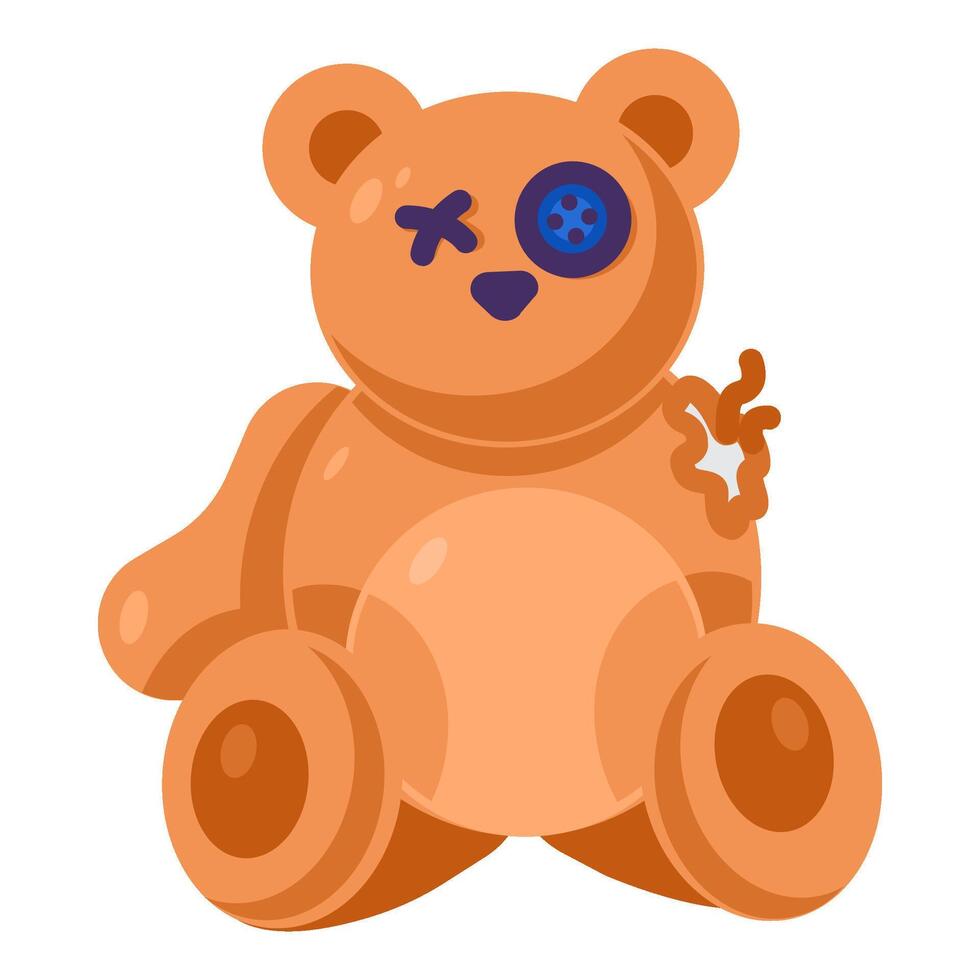 tessile rifiuto orso non necessario giocattolo piatto icona vettore