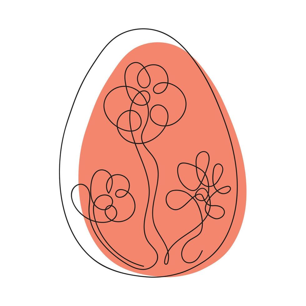 colorato Pasqua uovo con un' modello. continuo uno linea disegno. vettore illustrazione su bianca sfondo. minimalista. design elemento. ideale per icona, logo, Stampa, Pasqua decorazione, colorazione prenotare,