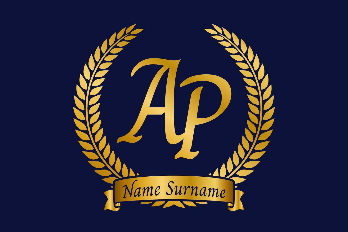 iniziale lettera un' e p, ap monogramma logo design con alloro ghirlanda. lusso d'oro calligrafia font. vettore