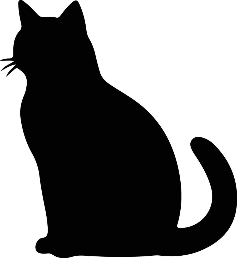 Britannico capelli corti gatto nero silhouette vettore