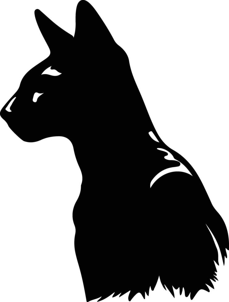 orientale capelli corti gatto silhouette ritratto vettore