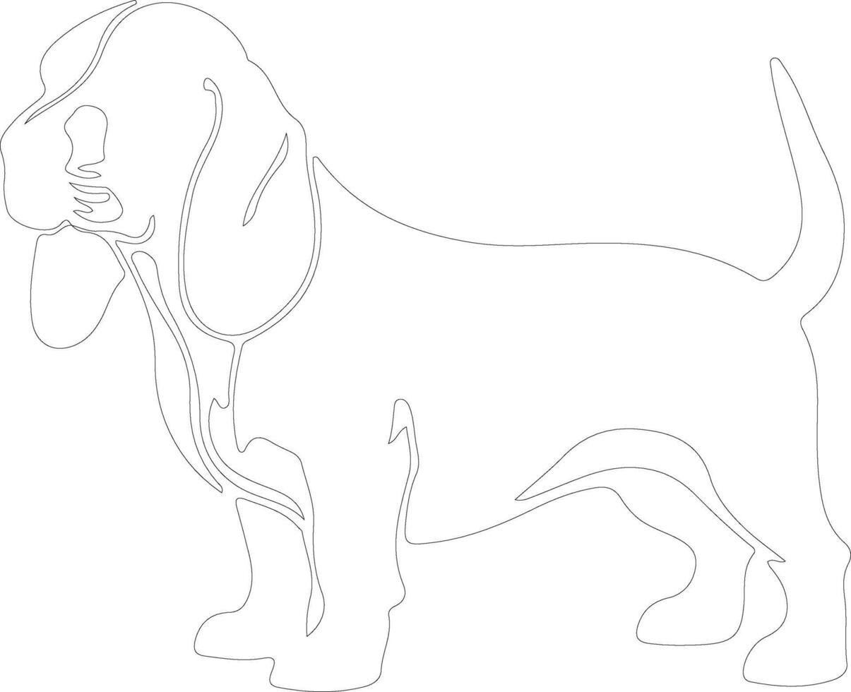 bassetto cane da caccia schema silhouette vettore
