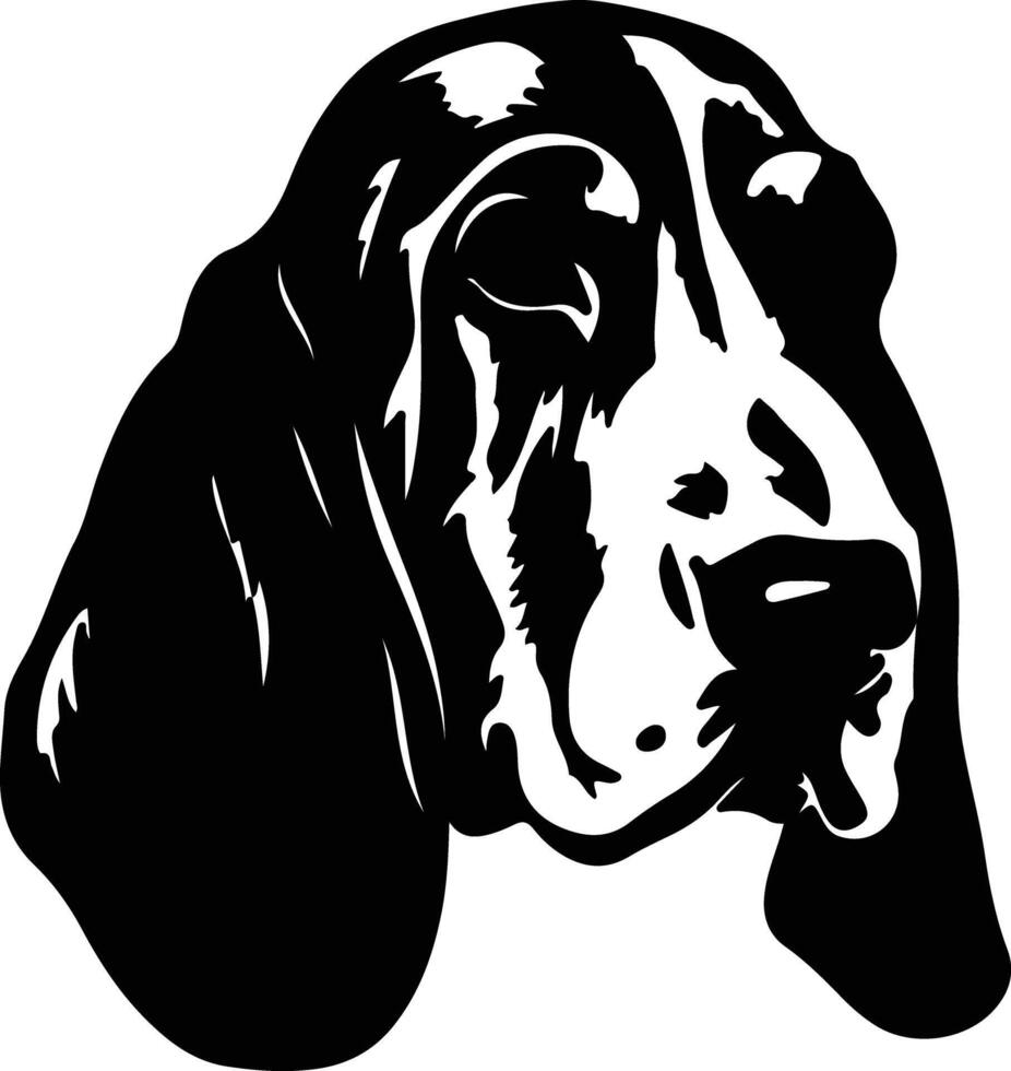 bassetto cane da caccia silhouette ritratto vettore