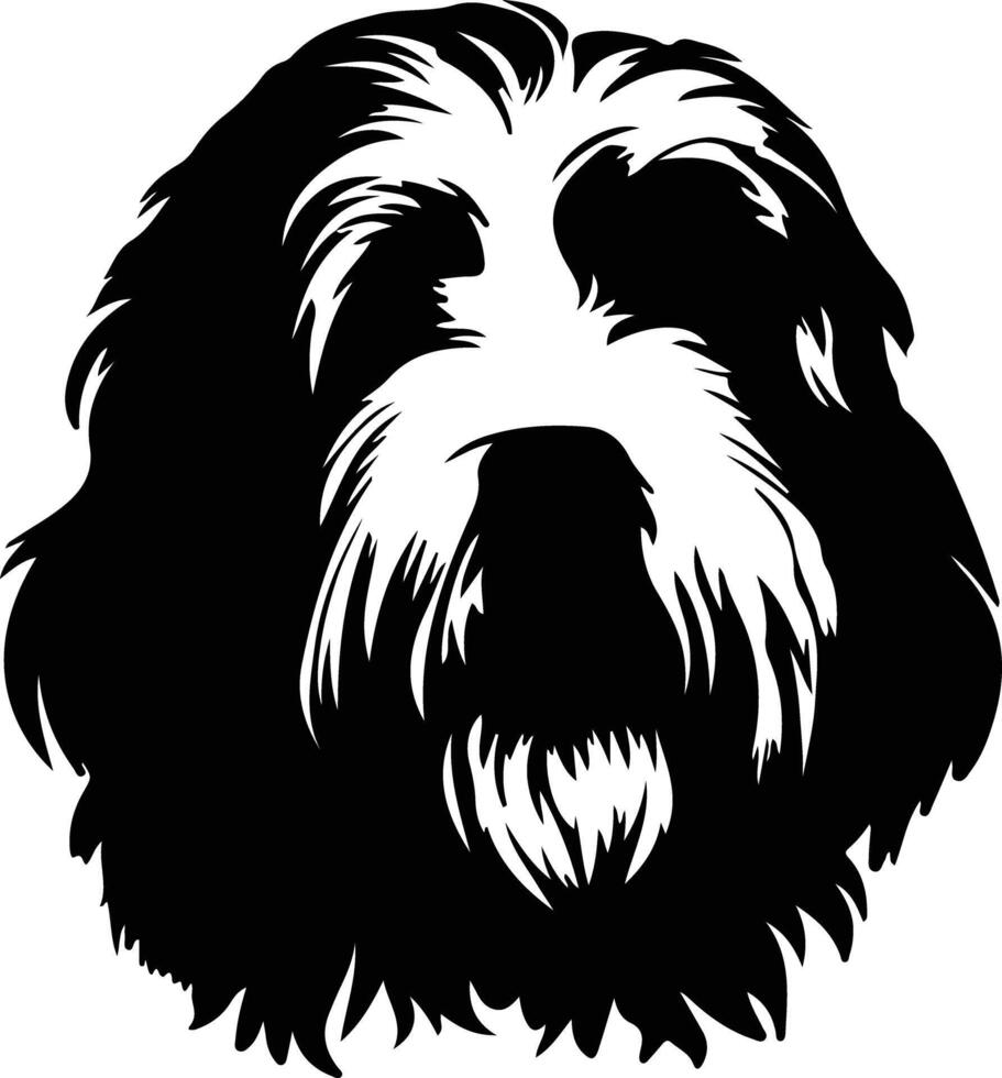 vecchio inglese cane da pastore silhouette ritratto vettore
