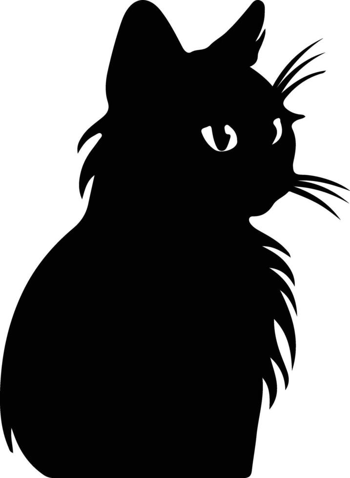bambino gatto silhouette ritratto vettore