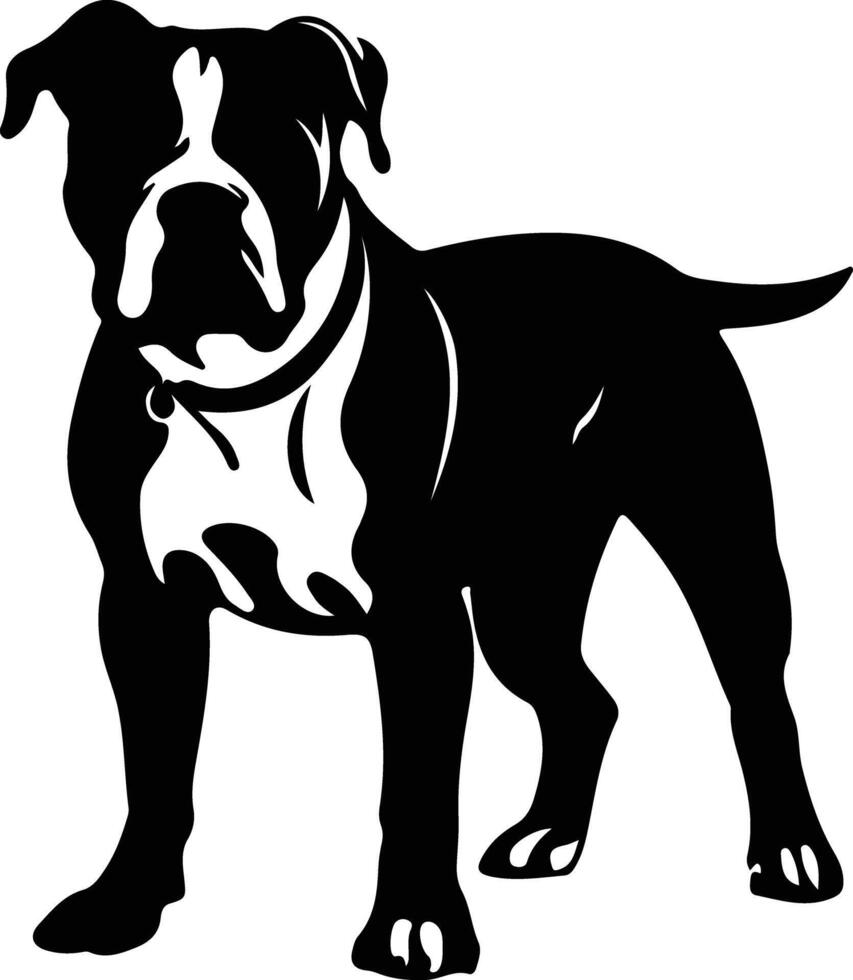 americano bulldog nero silhouette vettore